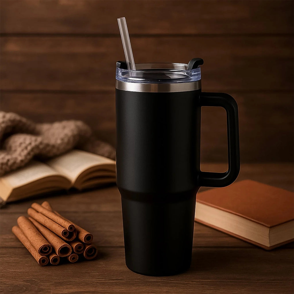 Premium 1200 ML Stainless Steel Vacuum Insulated Travel Mug with Straw and Handle, Tumbler (1200ML / 1 Pc)
