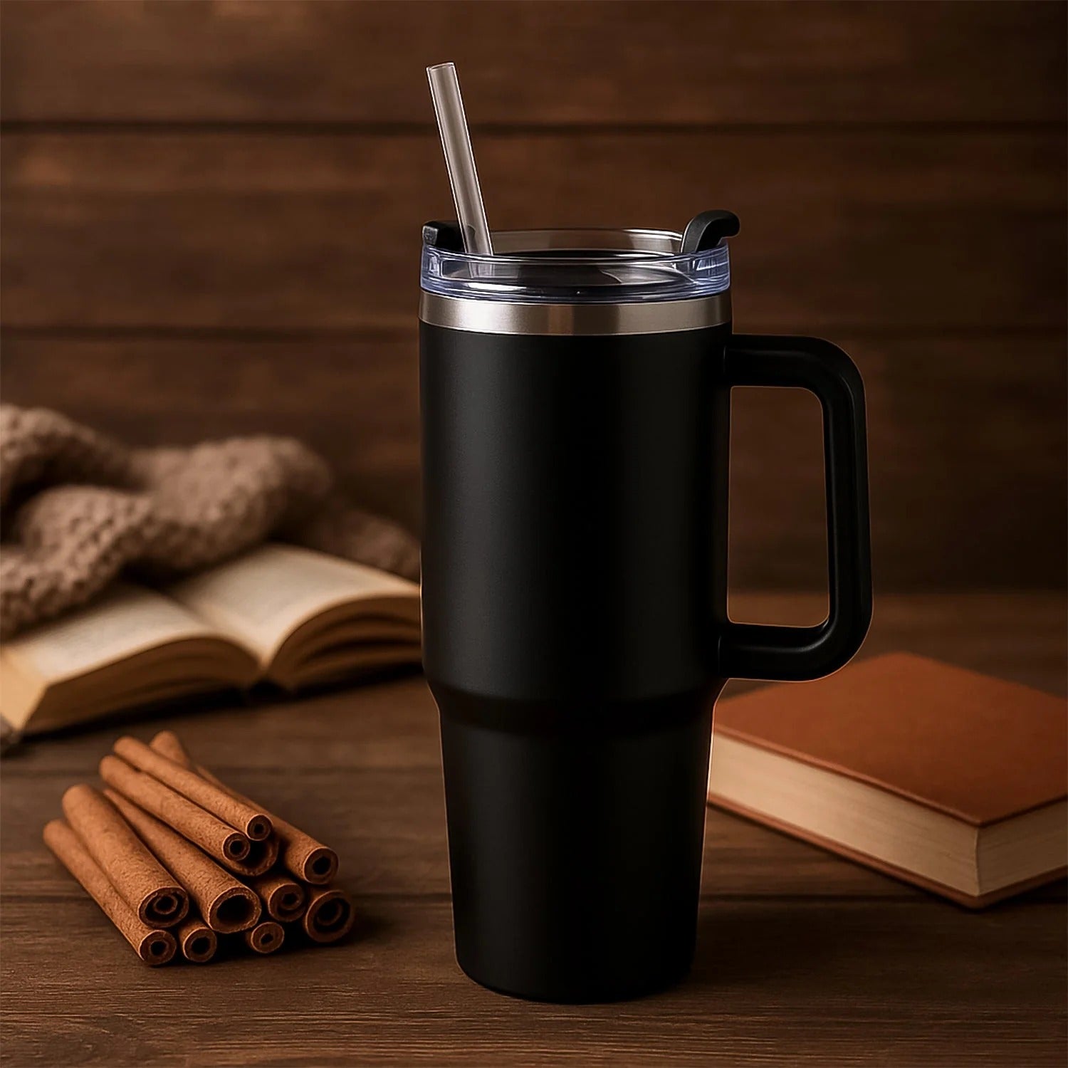 Premium 1200 ML Stainless Steel Vacuum Insulated Travel Mug with Straw and Handle, Tumbler (1200ML / 1 Pc)